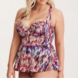 Torrid Peplum Skirted Mirage Print Underwire Push Up One Piece Swimsuit Size 2X